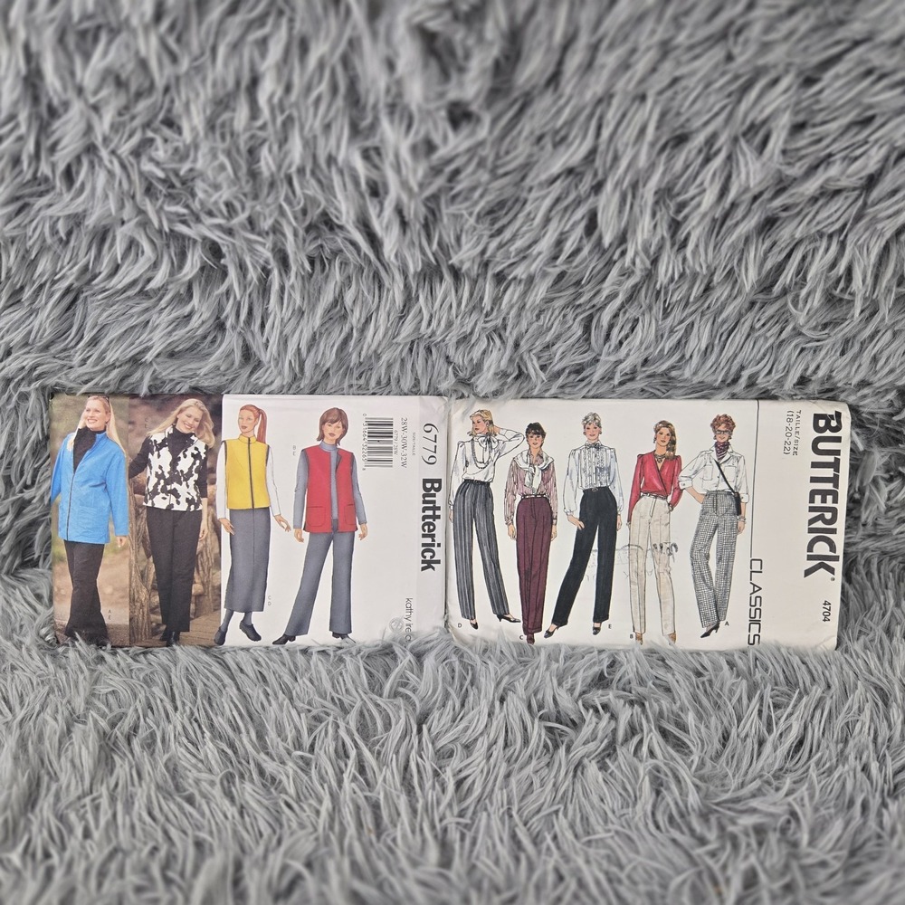 Lot Of 2 Butterick 6779, 4704 Jacket, Vest, Pants18-22‎ & 28W-32W Sewing Pattern